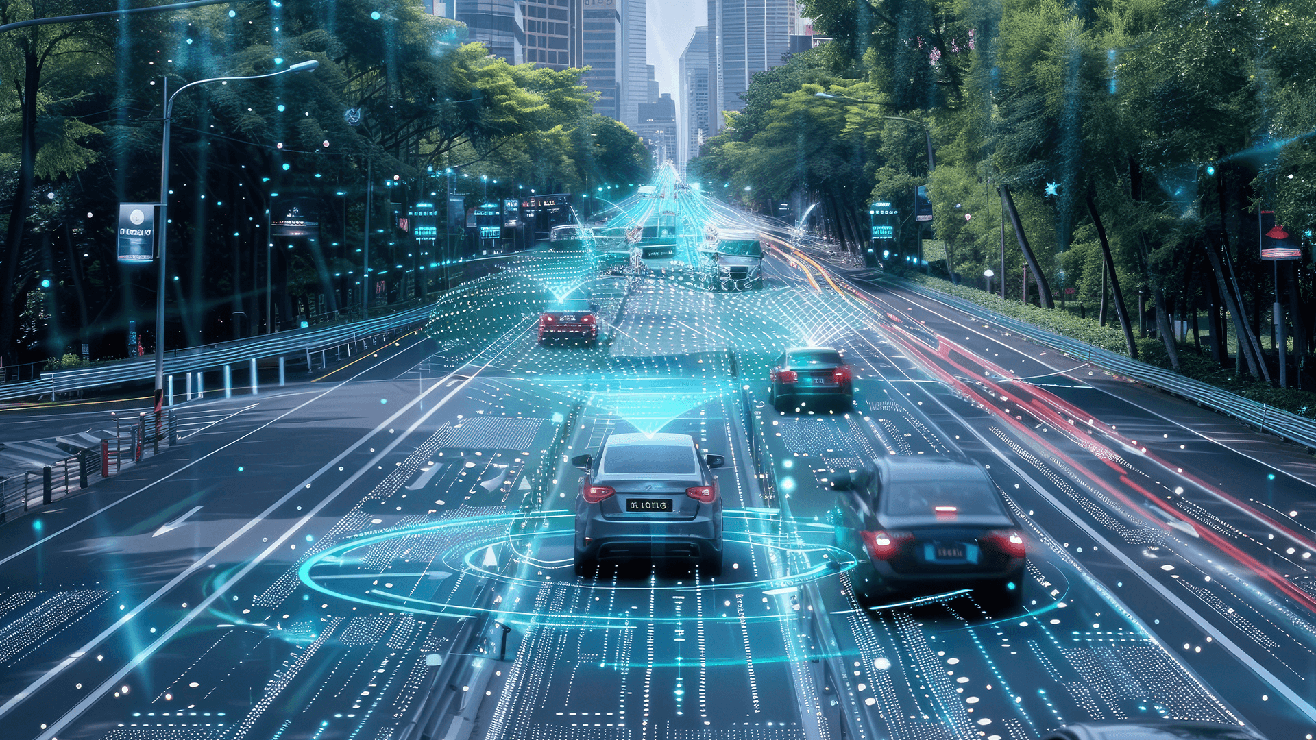 Carros conectados, simbolizando a importância das cidades inteligentes, tema abordado no artigo da Luby.