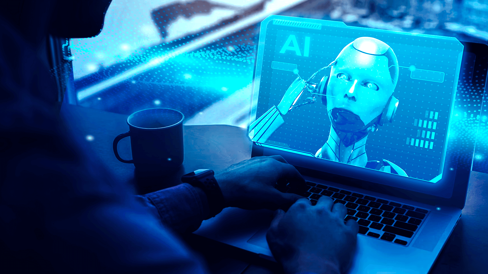 Imagem que mostra um computador exibindo uma referência à IA, simbolizando a importância da GenAI para empresas.