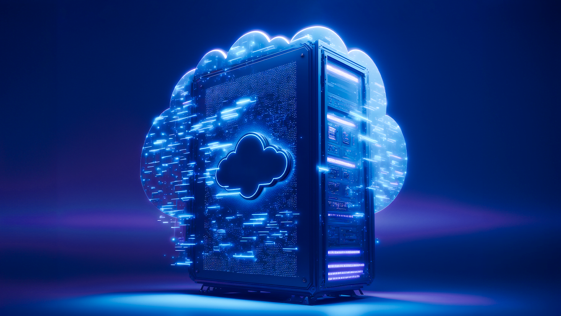 Imagem de um CPU envolto de uma nuvem tecnológica