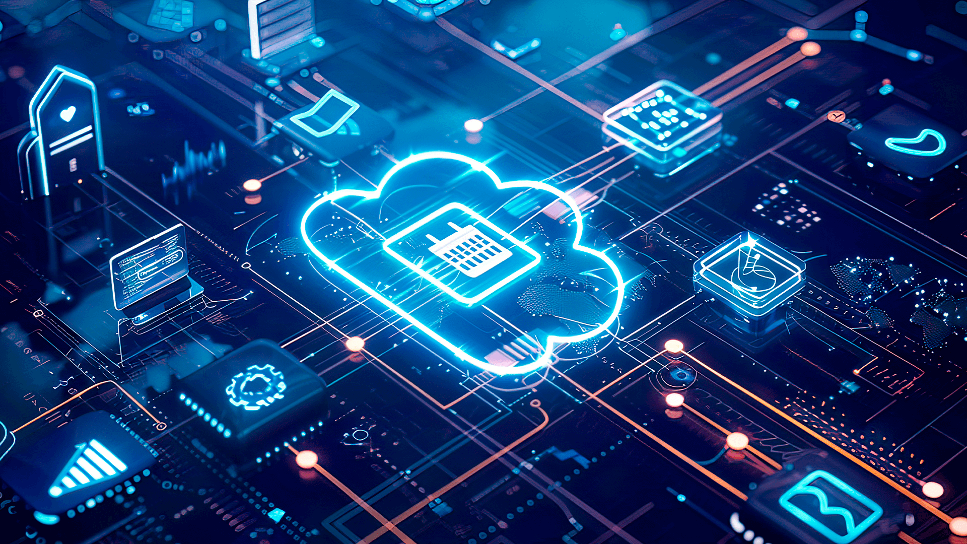 Imagem ícones de nuvem conectadas, simbolizando o edge computing.