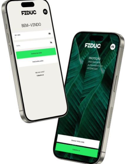 Mockup mobile da Fiduc, cliente da Luby do segmento financeiro.