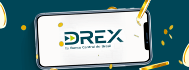 A imagem mostra um celular com o logo do Drex, nova moeda digital brasileira, tema do artigo da Luby.